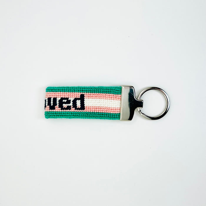 Green & Pink Beloved Key Fob